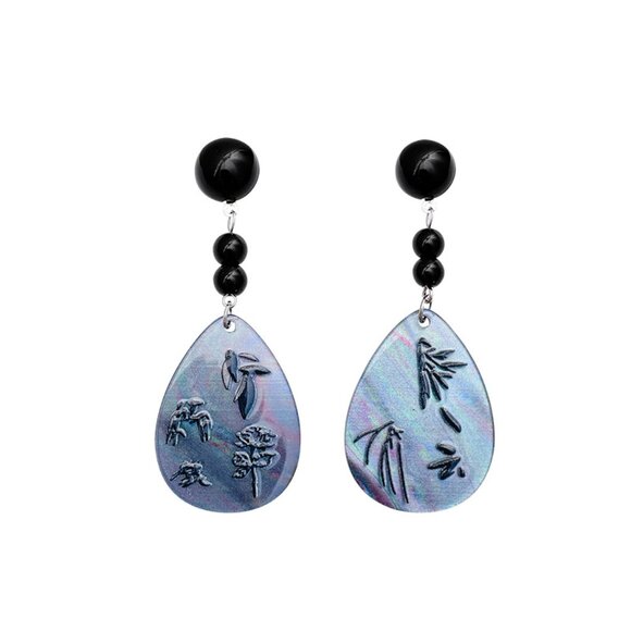 Floating Light Shadow Bamboo New Chinese Retro Resin Tassel Earrings - Picture 1 of 3